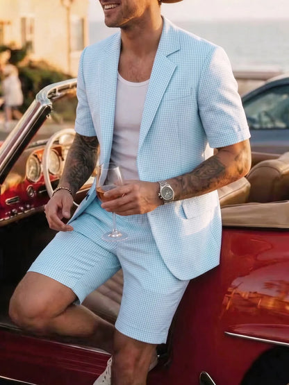 Men’s Lightweight Checked Suit Set