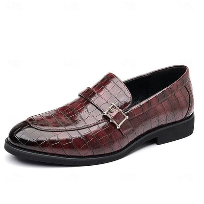 Men’s Textured Croc Effect Slip On Dress Loafers