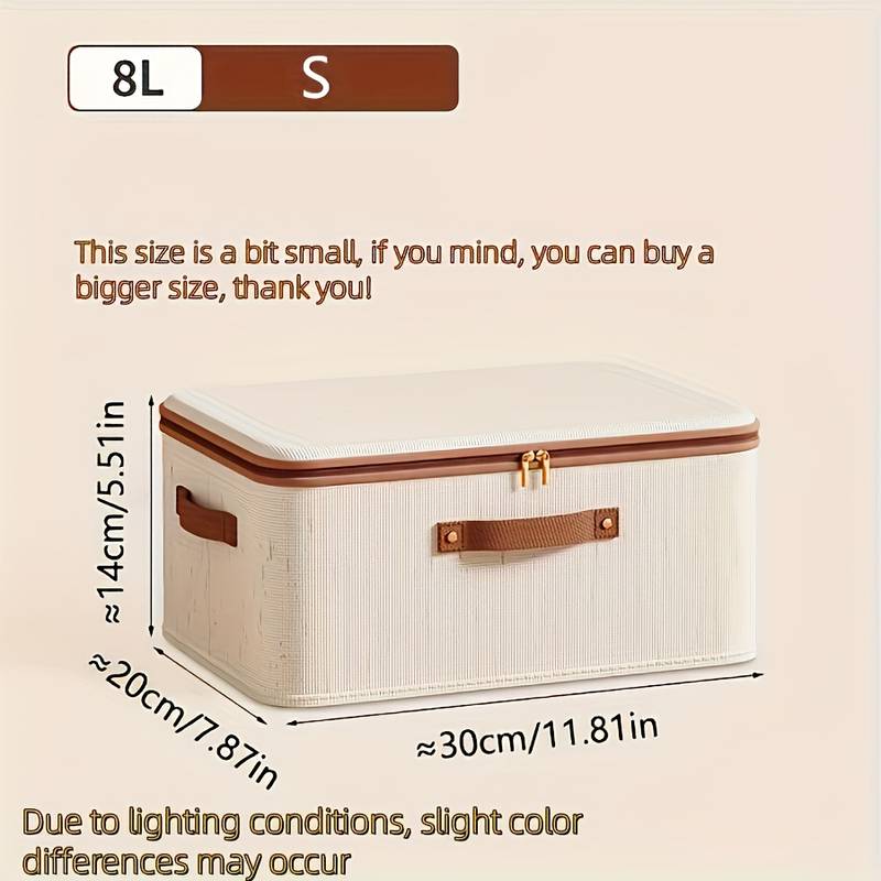 Large Foldable Fabric Storage Box with Lid and Carry Handles