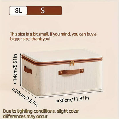 Large Foldable Fabric Storage Box with Lid and Carry Handles