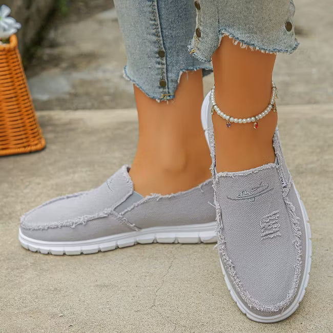 Women's Embroidered Canvas Slip On Shoes