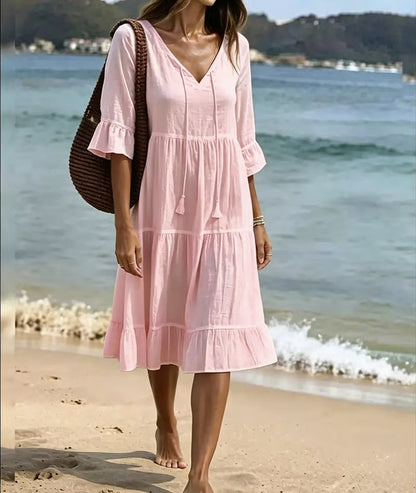 Women’s Tiered V-Neck Midi Dress