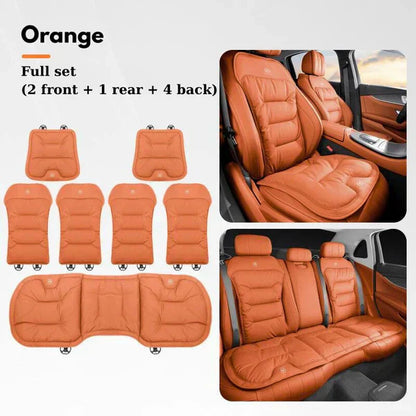 Soft Leather Car Seat Cushion Set with Anti Slip Silicone Backing