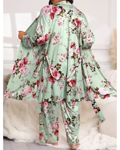 Women's Camisole, Robe & Trouser Lounge Set