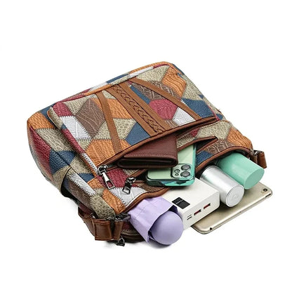 Women’s Geometric Patchwork Mosaic Handbag