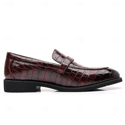Men’s Textured Croc Effect Slip On Dress Loafers