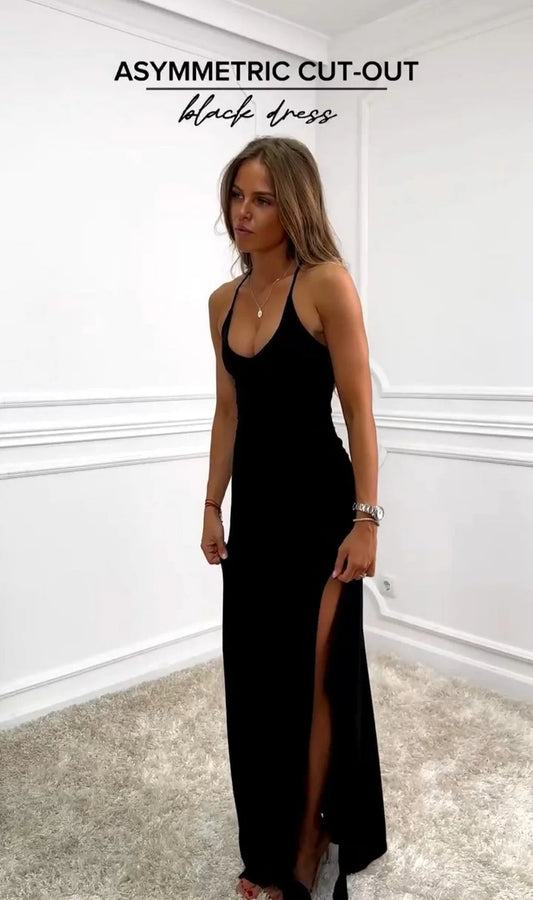 Women’s Back-Crisscross Side-Slit Long-Sleeve Dress