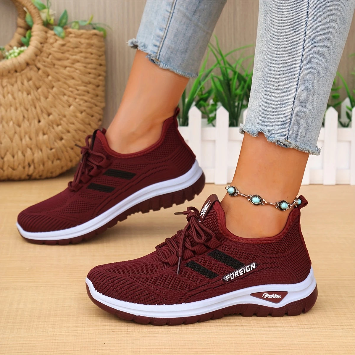Women's Breathable White Slip-On Trainers- Lightweight & Cushioned