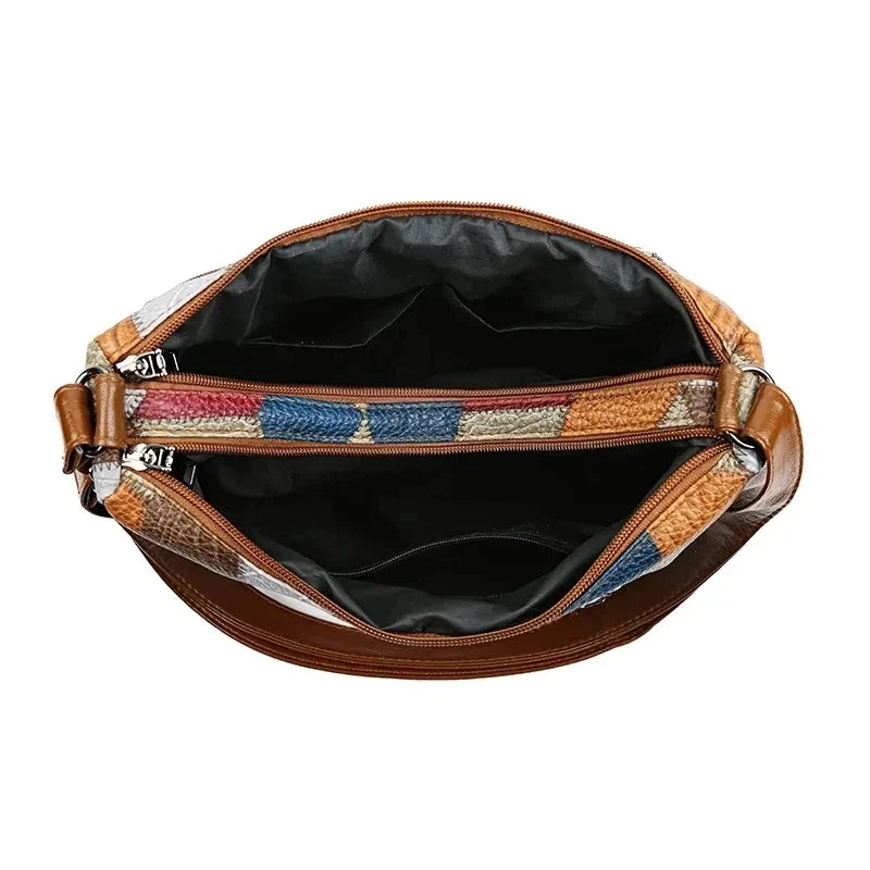 Women’s Geometric Patchwork Mosaic Handbag