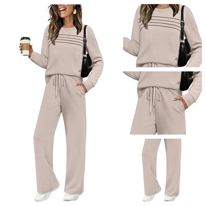 Women’s Round Neck Top & Drawstring Lounge Set (Short or Long)
