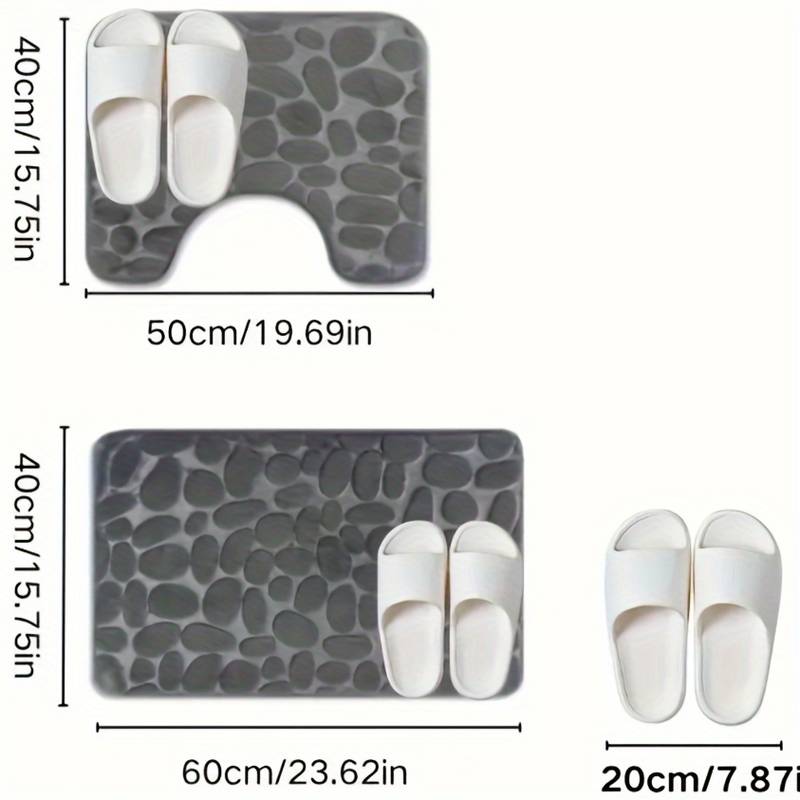 Pebble Texture Memory Foam Bathroom Mat Set