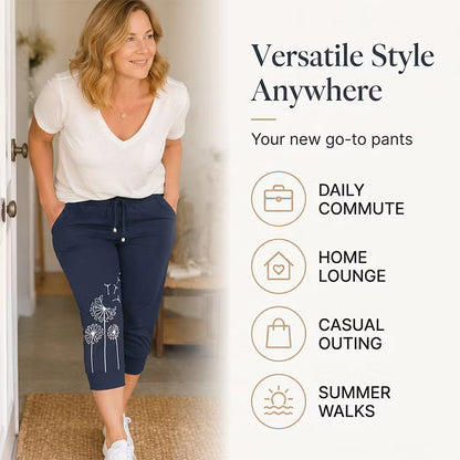Women’s High-Waisted Drawstring Capri Trousers