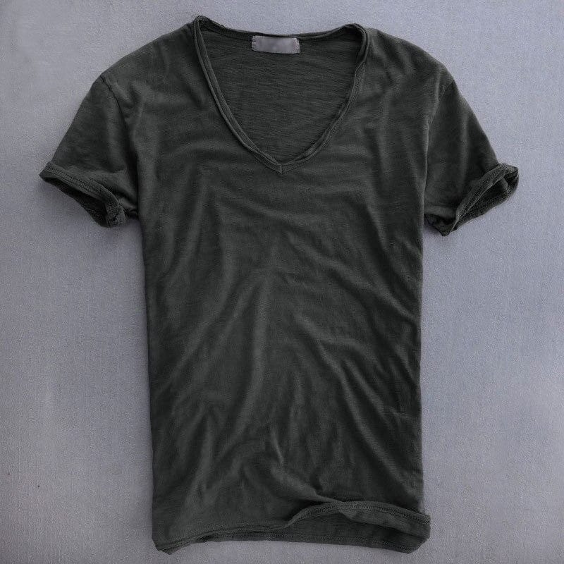 Men's Lightweight Slub Cotton V-Neck T-Shirt