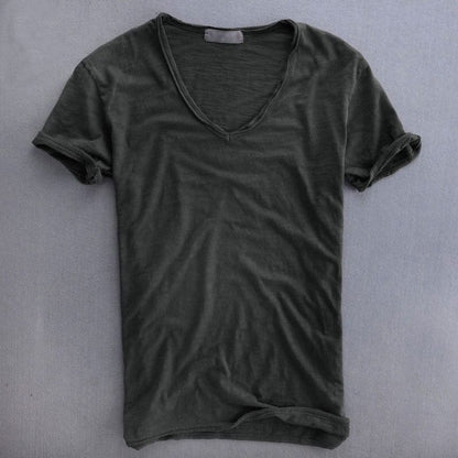 Men's Lightweight Slub Cotton V-Neck T-Shirt