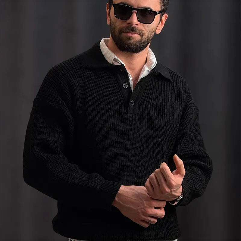 Men’s Winter Ultra-Soft Polo Neck Knit Jumper