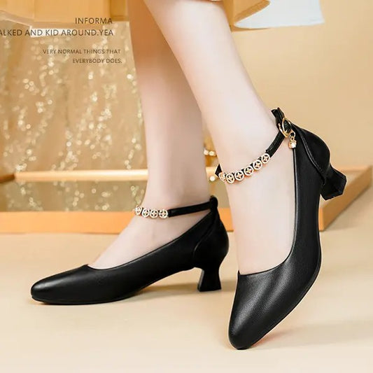 New high heels soft leather sole leather-look high heels women