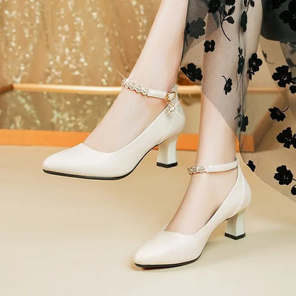 New high heels soft leather sole leather-look high heels women