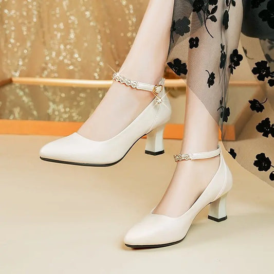 New high heels soft leather sole leather-look high heels women