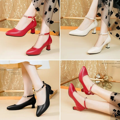 New high heels soft leather sole leather-look high heels women