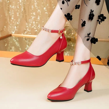 New high heels soft leather sole leather-look high heels women
