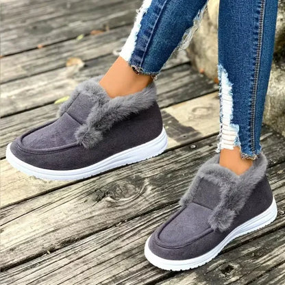Women’s Faux Fur Trim Winter Slip-On Comfort Shoes