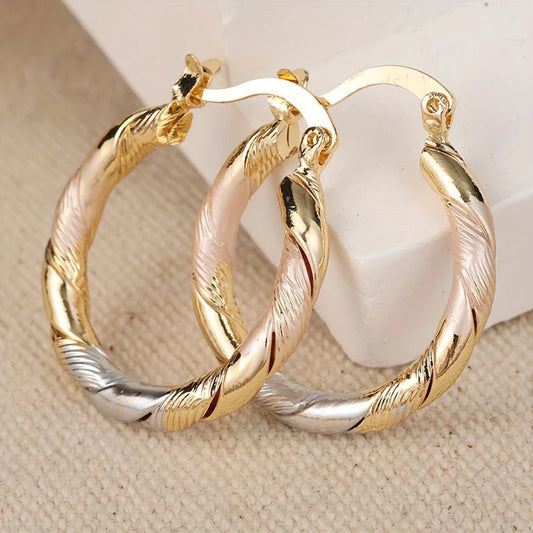Women’s High-Contrast Polished Round Hoop Earrings