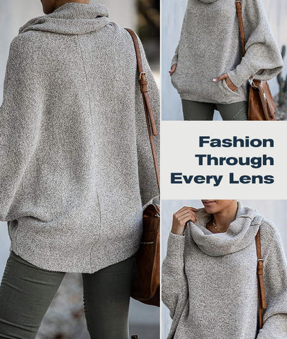 Women’s Batwing Cowl Neck Knit Sweater