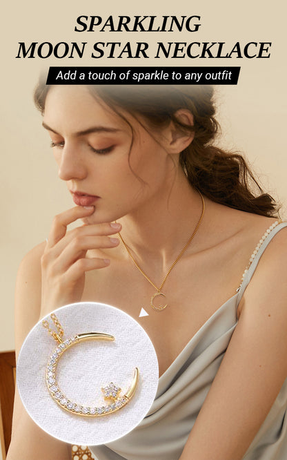 Women’s Moon & Star Cubic Zirconia Pendant Necklace