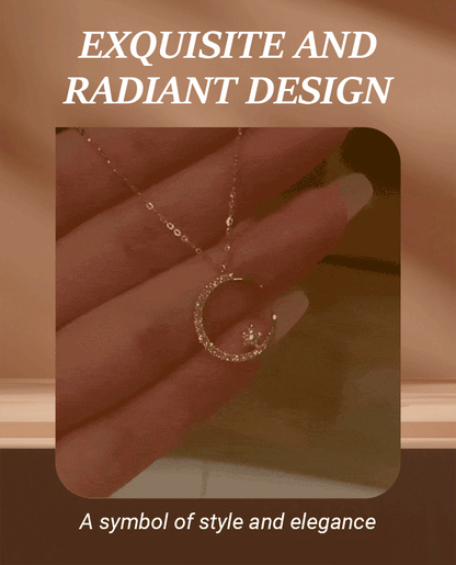 Women’s Moon & Star Cubic Zirconia Pendant Necklace