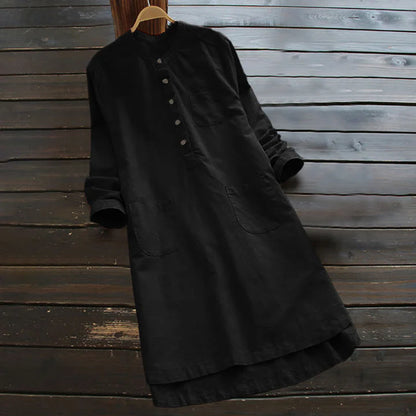 Women’s Relaxed Pocket Linen-Style Shirt Dress