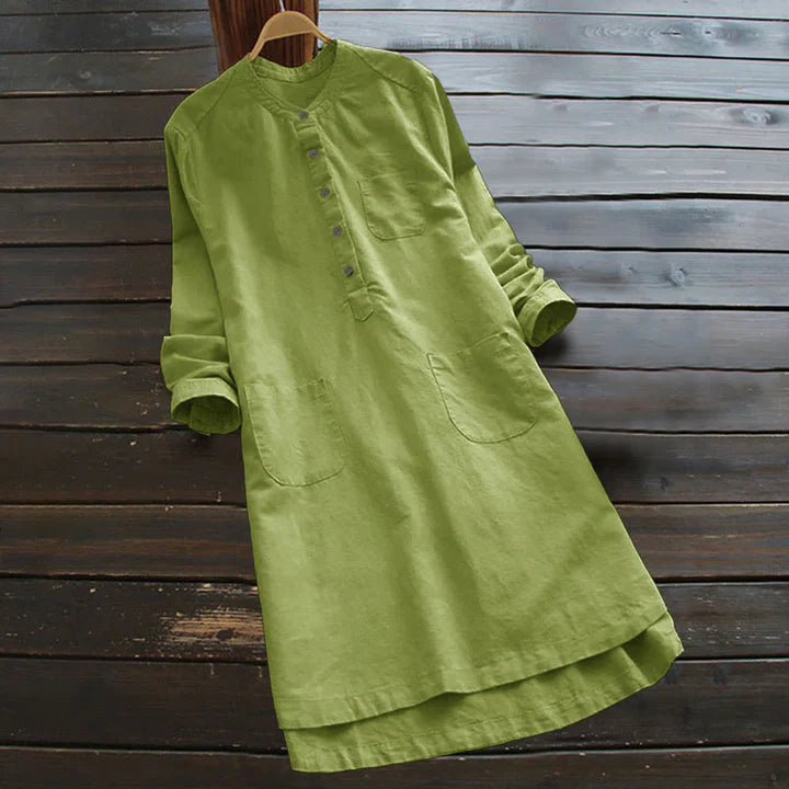 Women’s Relaxed Pocket Linen-Style Shirt Dress
