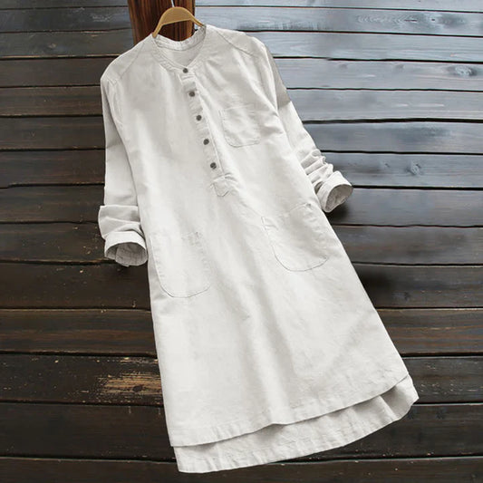 Women’s Relaxed Pocket Linen-Style Shirt Dress