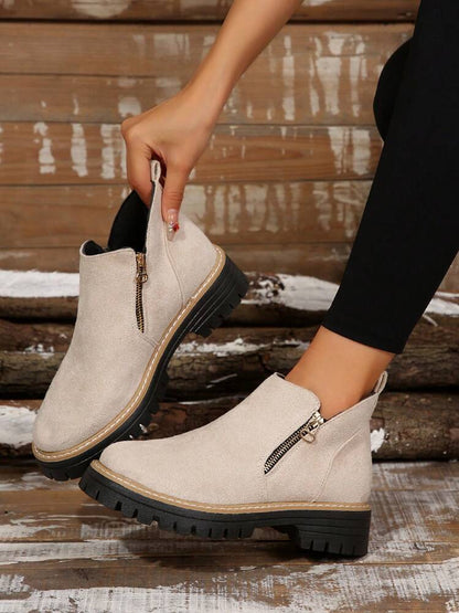 Women’s Classic Round-Toe Zippered Ankle Boots