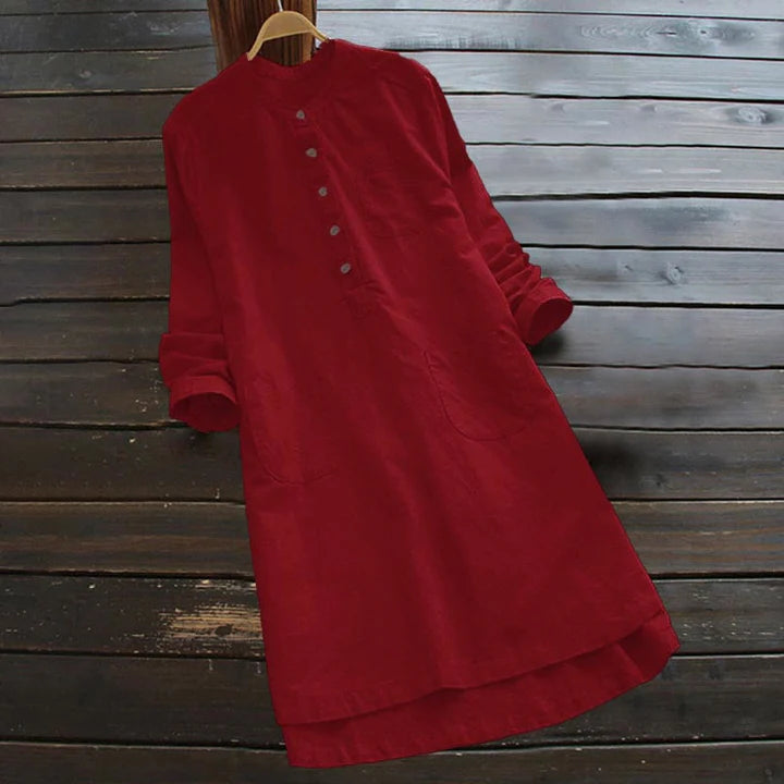 Women’s Relaxed Pocket Linen-Style Shirt Dress