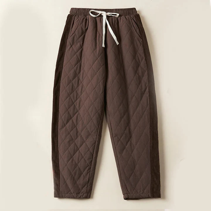 Women’s Diamond Quilted Thermal Cotton Harem Pants with Pockets