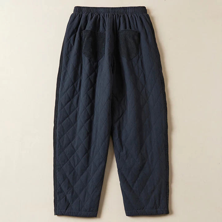 Women’s Diamond Quilted Thermal Cotton Harem Pants with Pockets