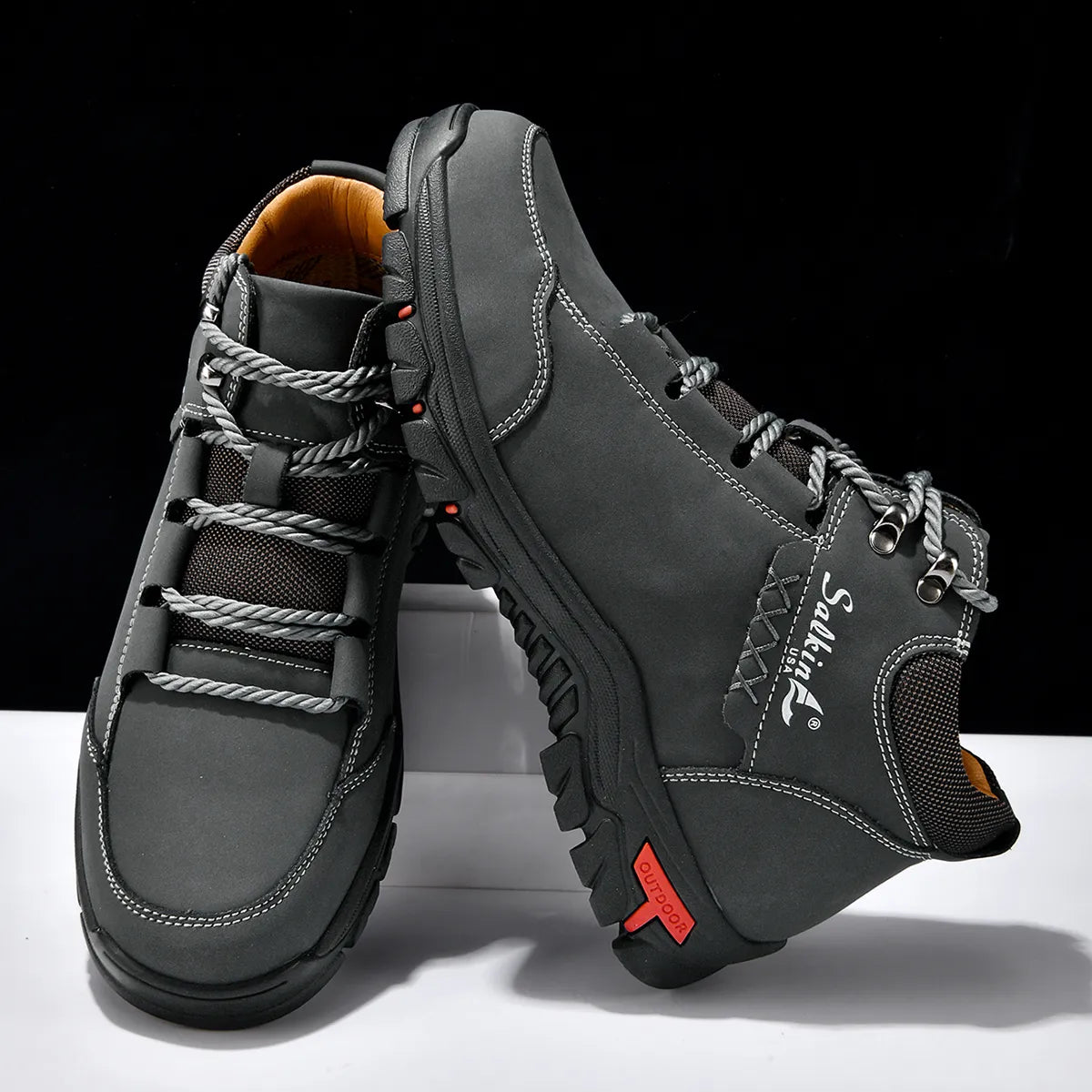 Men’s Full-Grain Supportive Leather-Look Boots