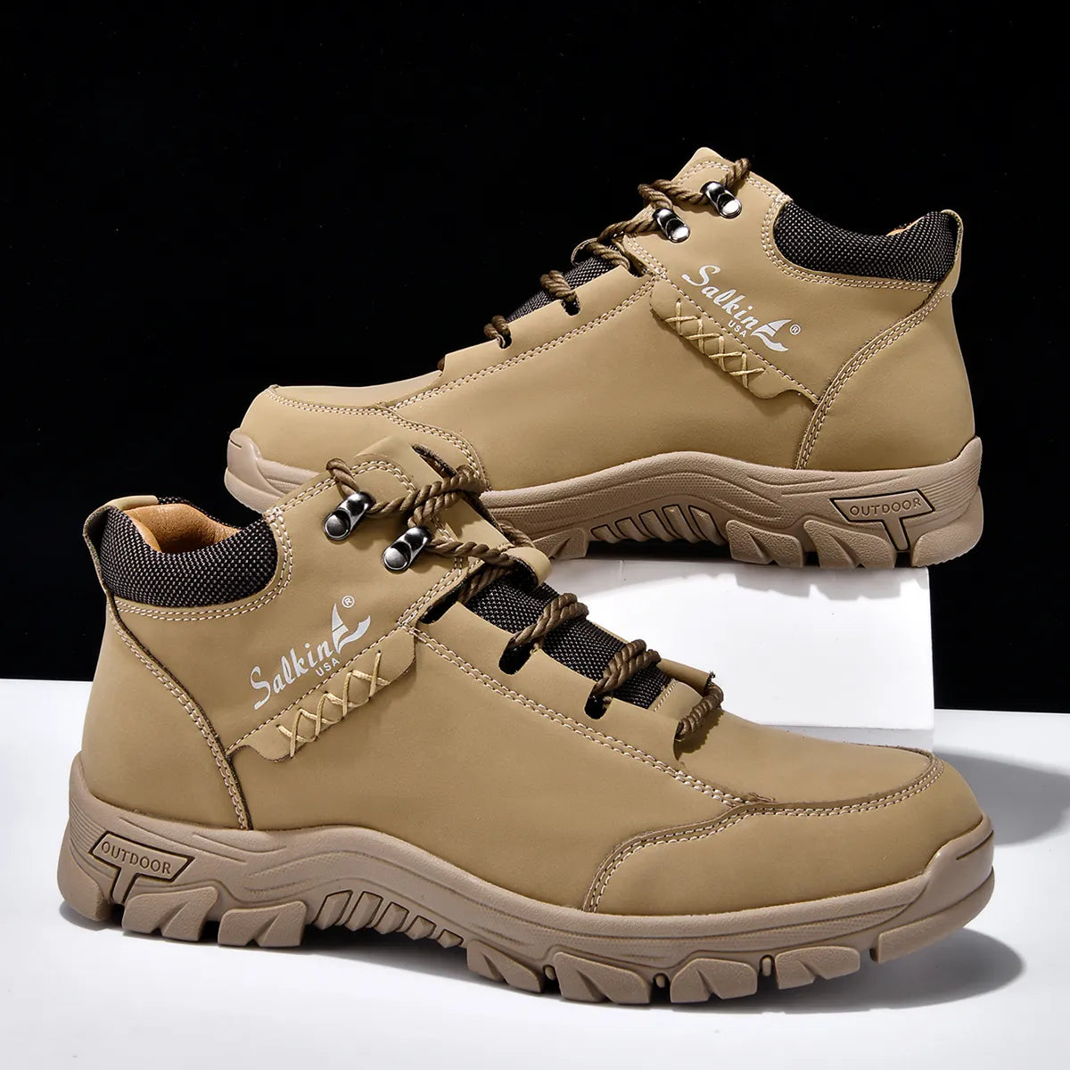 Men’s Full-Grain Supportive Leather-Look Boots