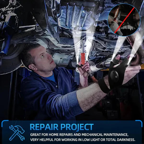Hands-Free LED Work-Light Half-Finger Gloves