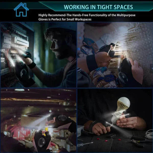 Hands-Free LED Work-Light Half-Finger Gloves