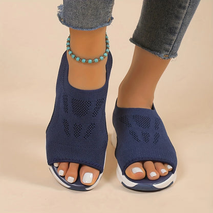 Women's Knit Wedge Sandals – Lightweight & Breathable