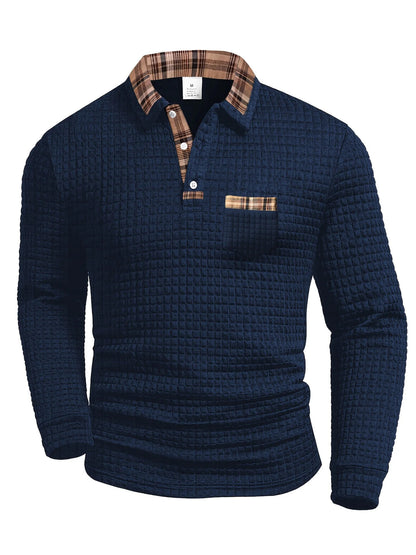 The Dorian Textured Jacquard Long-Sleeve Polo