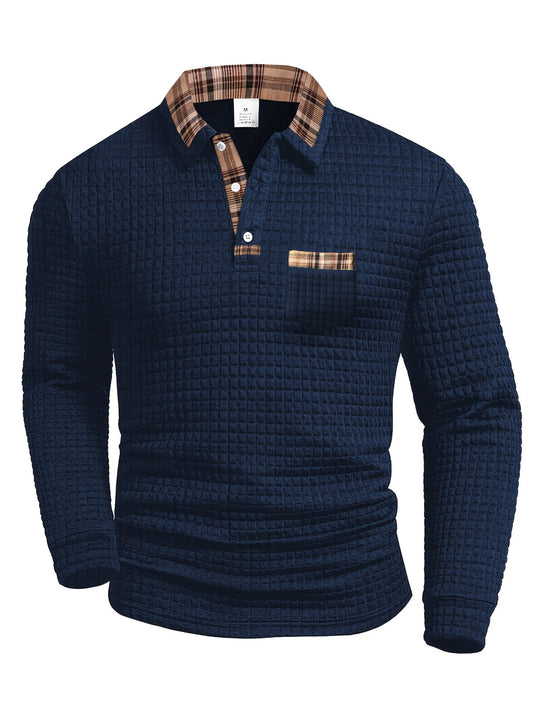The Dorian Textured Jacquard Long-Sleeve Polo