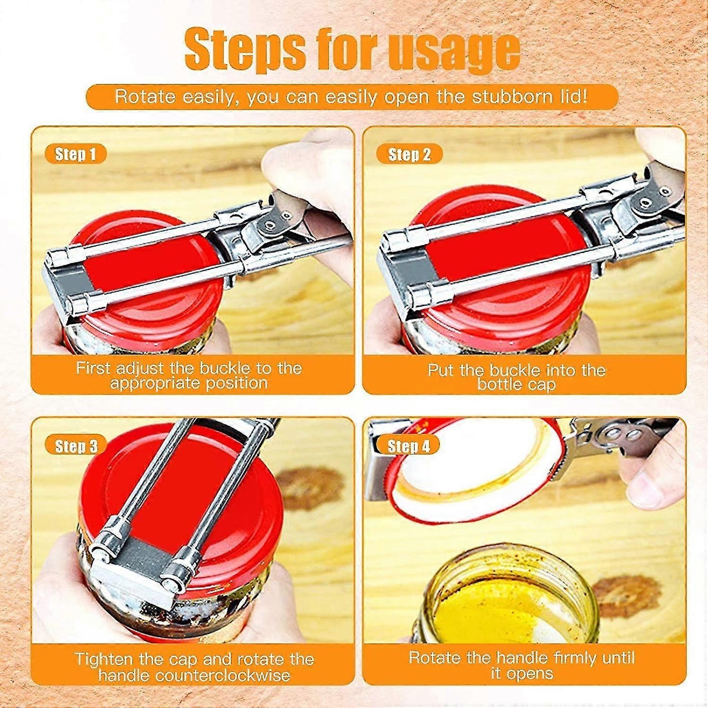 Multi-Functional Adjustable Stainless Steel Jar And Can Opener