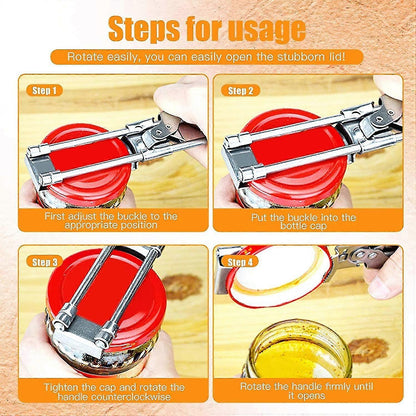 Multi-Functional Adjustable Stainless Steel Jar And Can Opener