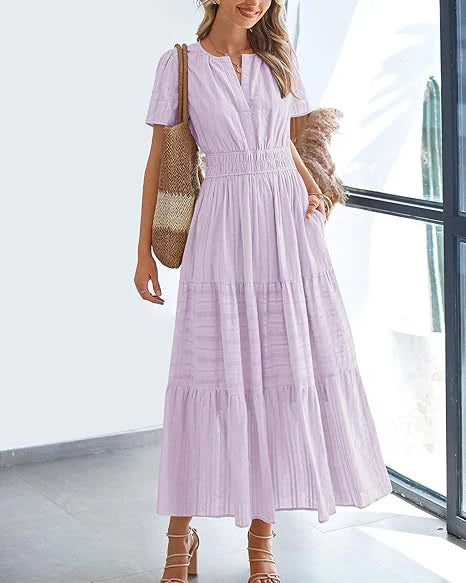 Women’s Tiered V-Neck Midi Dress