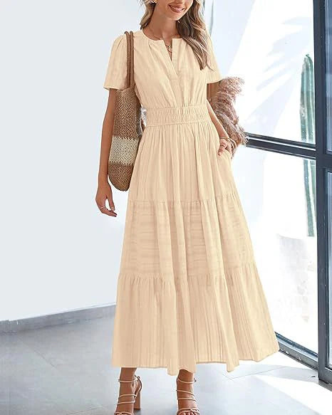 Women’s Tiered V-Neck Midi Dress