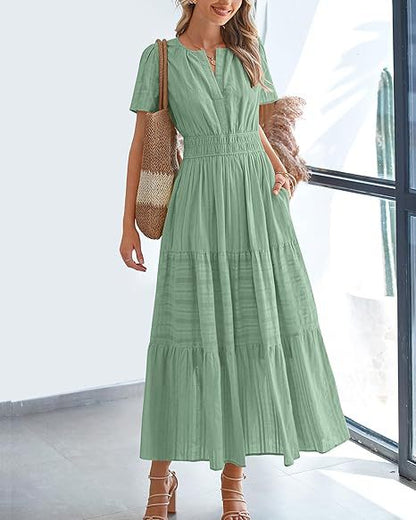 Women’s Tiered V-Neck Midi Dress