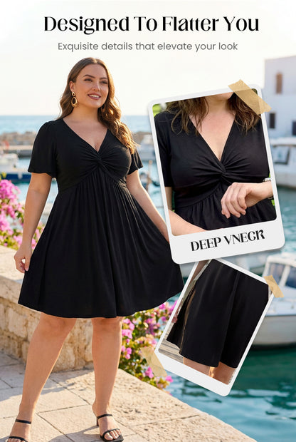 Women's Twist-Front V-Neck Dress