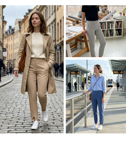 Women's High-Waisted Stretch Ankle Trousers
